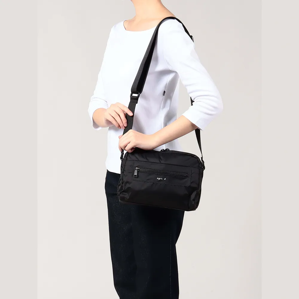【agnes b.】Voyage 尼龍 肩背包(黑色)