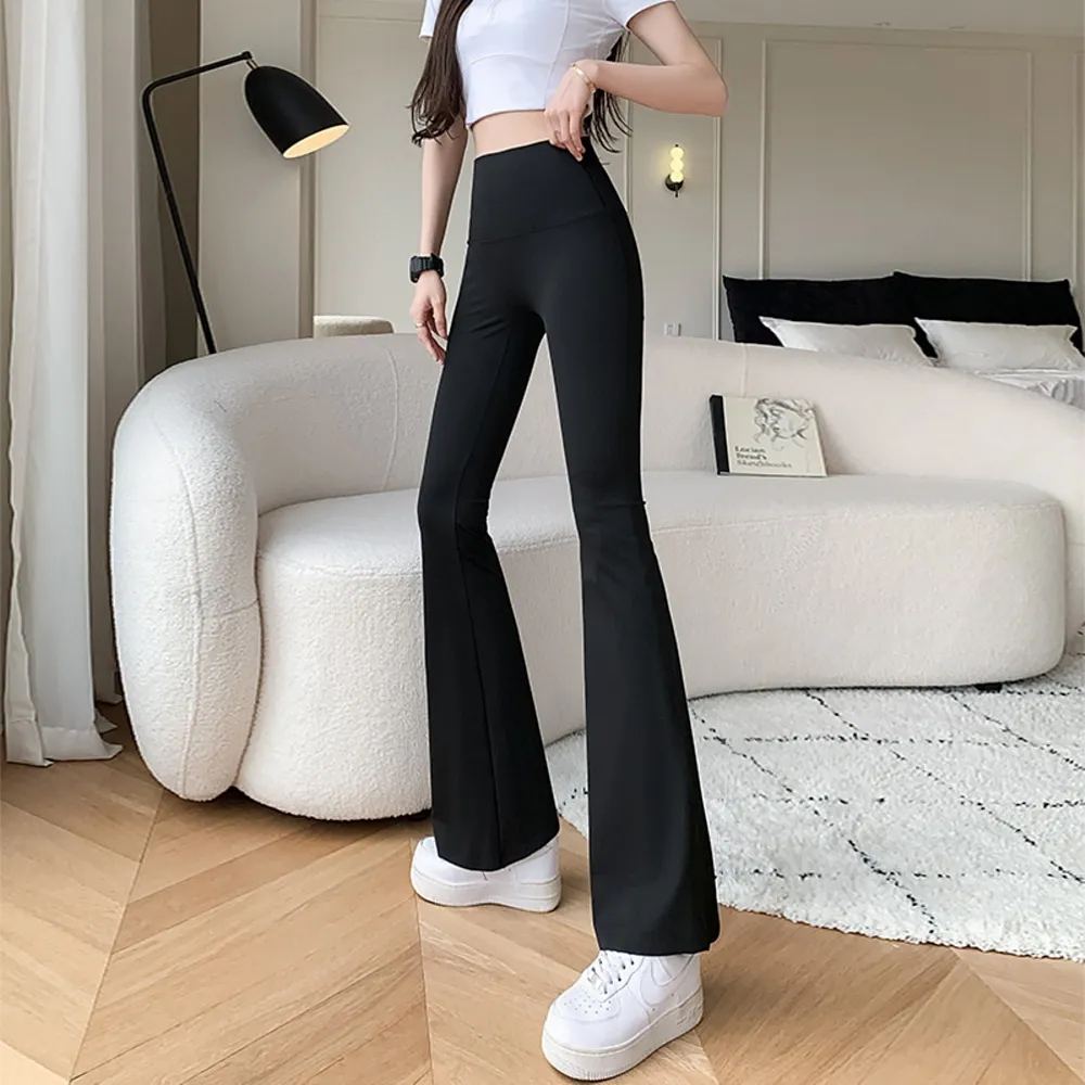 【巴黎精品】現貨+預購 鯊魚褲休閒長褲(高腰收腹九分喇叭女褲子3色a1hk17)