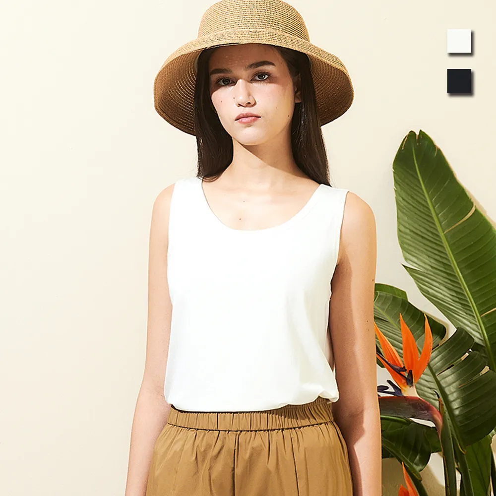 【TOWN’WEAR 棠葳】經典百搭螺紋無袖背心 2色(女上衣/女上著/棉質/素色/居家/休閒/內搭/清涼/寬肩帶)