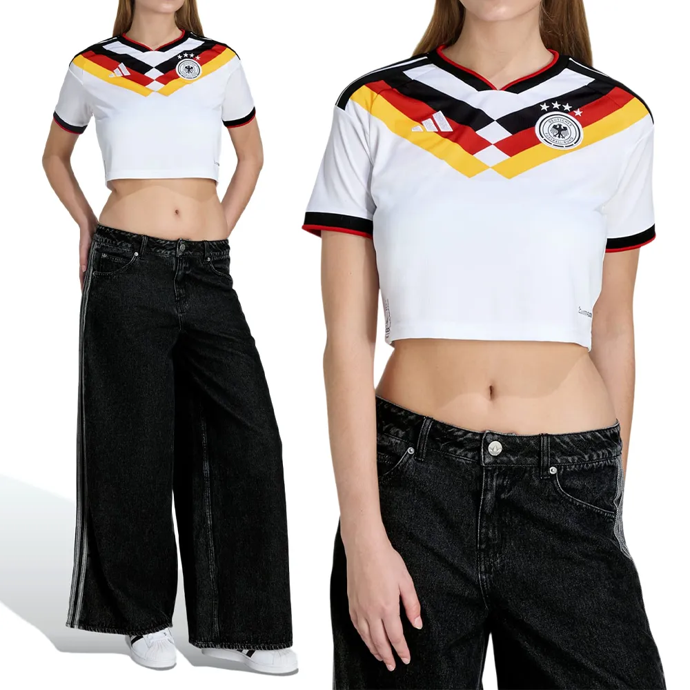 【adidas 愛迪達】DFB H JSY CRO W 女款 白色 世界盃 德國 主場複刻版 吸濕 排汗 球衣 短袖 KE5854