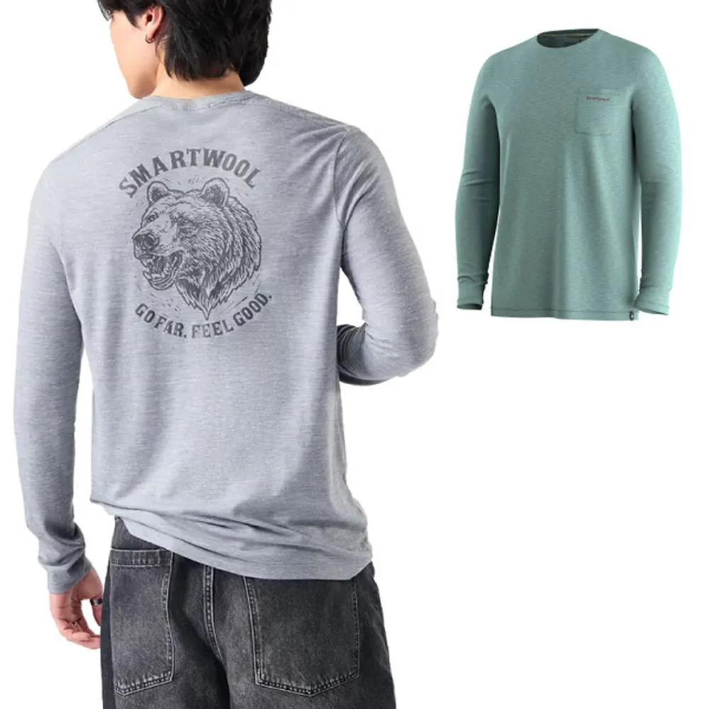 【SmartWool】男 美麗諾羊毛 Merino Wool 塗鴉長Tee(Go Far Bear).圓領長袖T恤/ SW003291