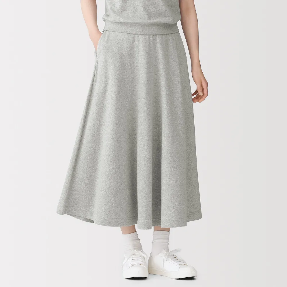 【MUJI 無印良品】女輕量裏毛喇叭裙(灰色/黑色/深藍)