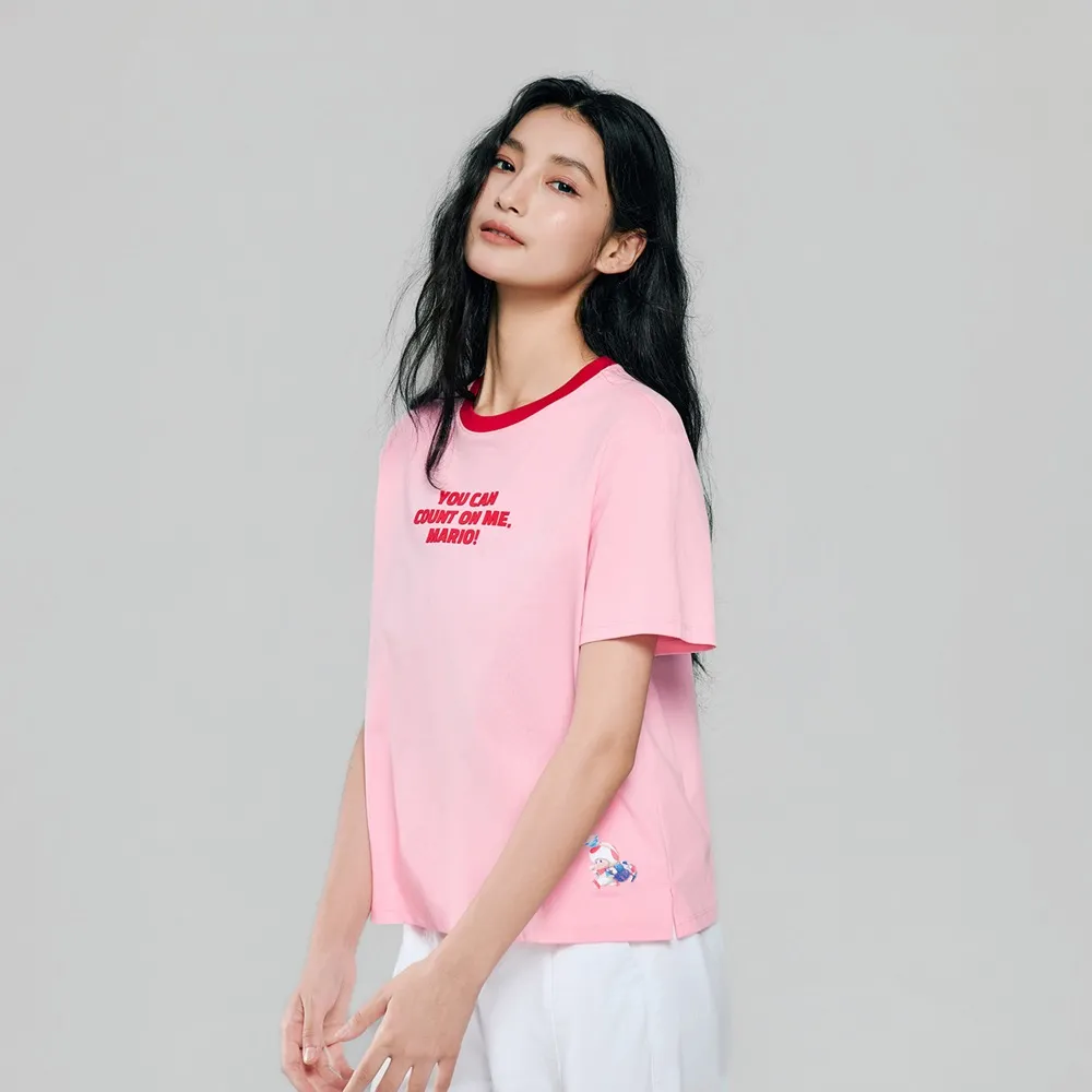 【GIORDANO 佐丹奴】女裝印花短袖T恤 超級瑪利歐銀河電影版系列(74 嬌粉紅)
