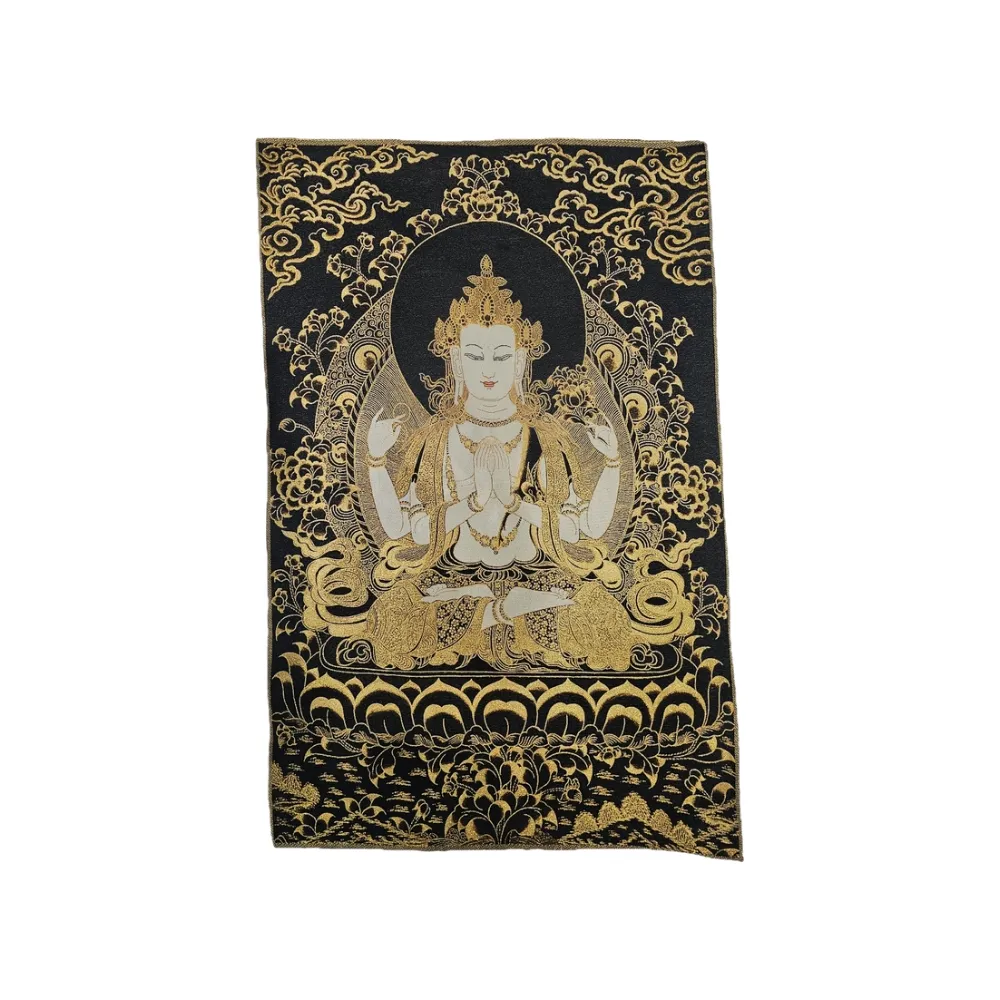 【藏古祥館】四臂觀音刺繡唐卡 KA0017(四臂觀音 刺繡 唐卡)