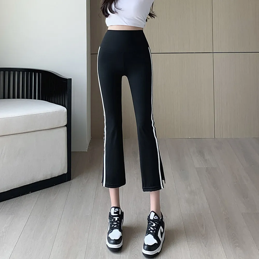 【巴黎精品】現貨+預購 鯊魚褲休閒長褲(七分涼爽微喇叭收腹女褲子3色a1hk20)