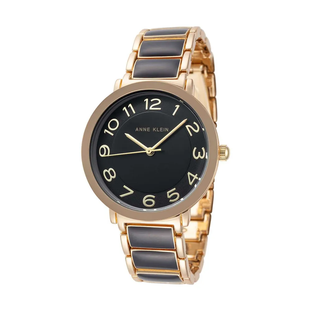 【ANNE KLEIN】AK-3920BKGB 大數字 時標 經典 簡約 不鏽鋼 石英錶