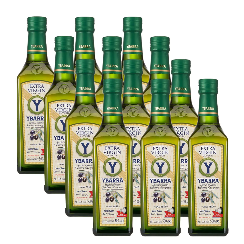 【YBARRA】益百萊 100%特級冷壓初榨橄欖油500mlx12( 生飲入門款0.26%酸價/玻璃瓶裝/雙11限定)
