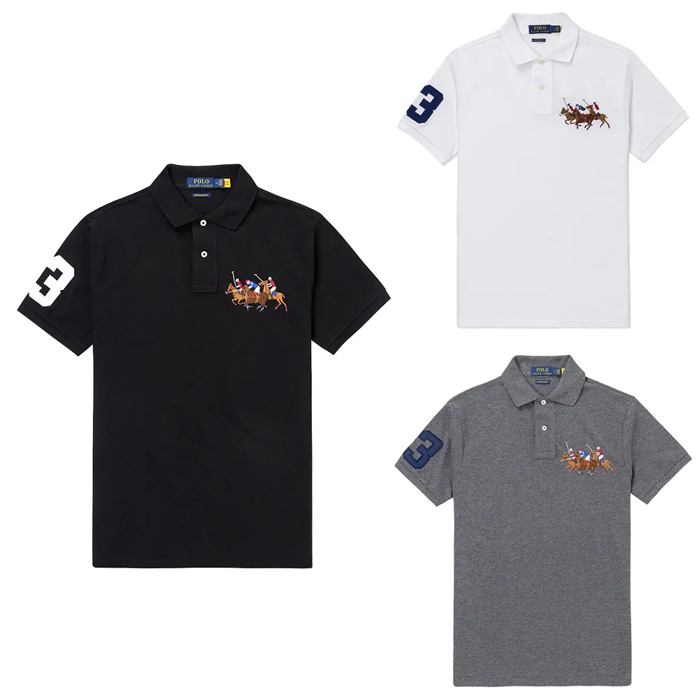 【RALPH LAUREN】RL POLO 經典刺繡3彩大馬短袖POLO衫 上衣-多色選(平輸品/百搭精選/春夏必備)