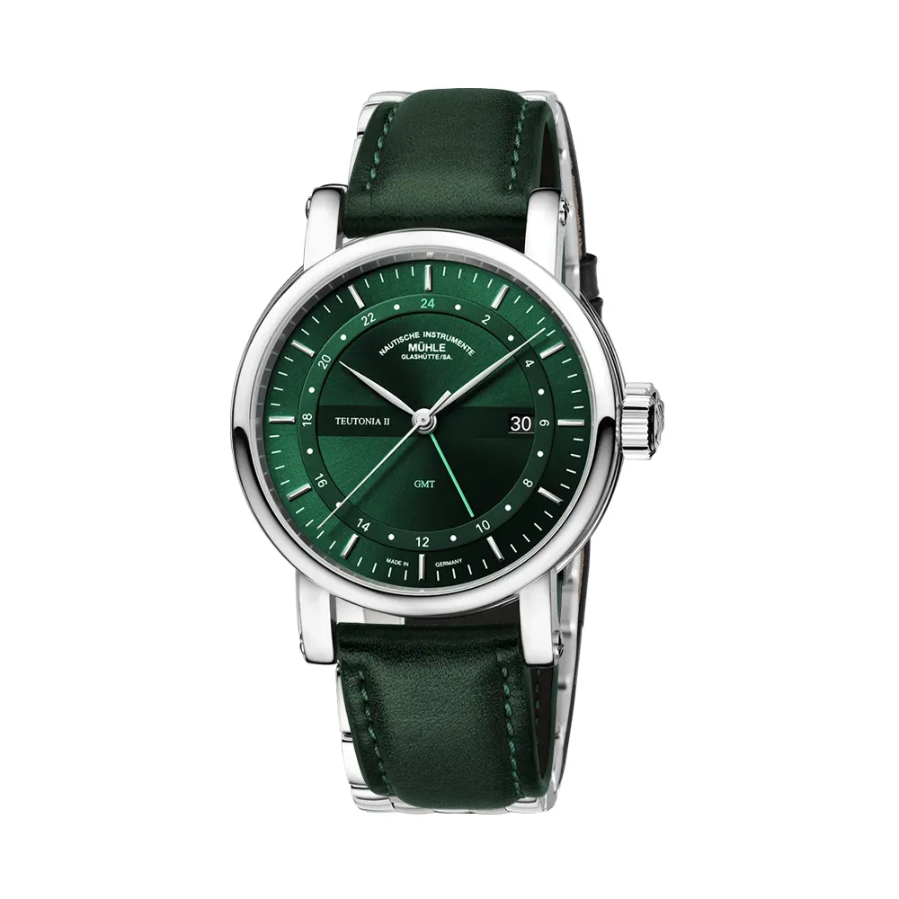 【GLASHUTTE】格拉蘇蒂．莫勒 Teutonia II GMT 經典系列M1-33-96-LB-II  森林綠機械手錶(機械錶 男錶)