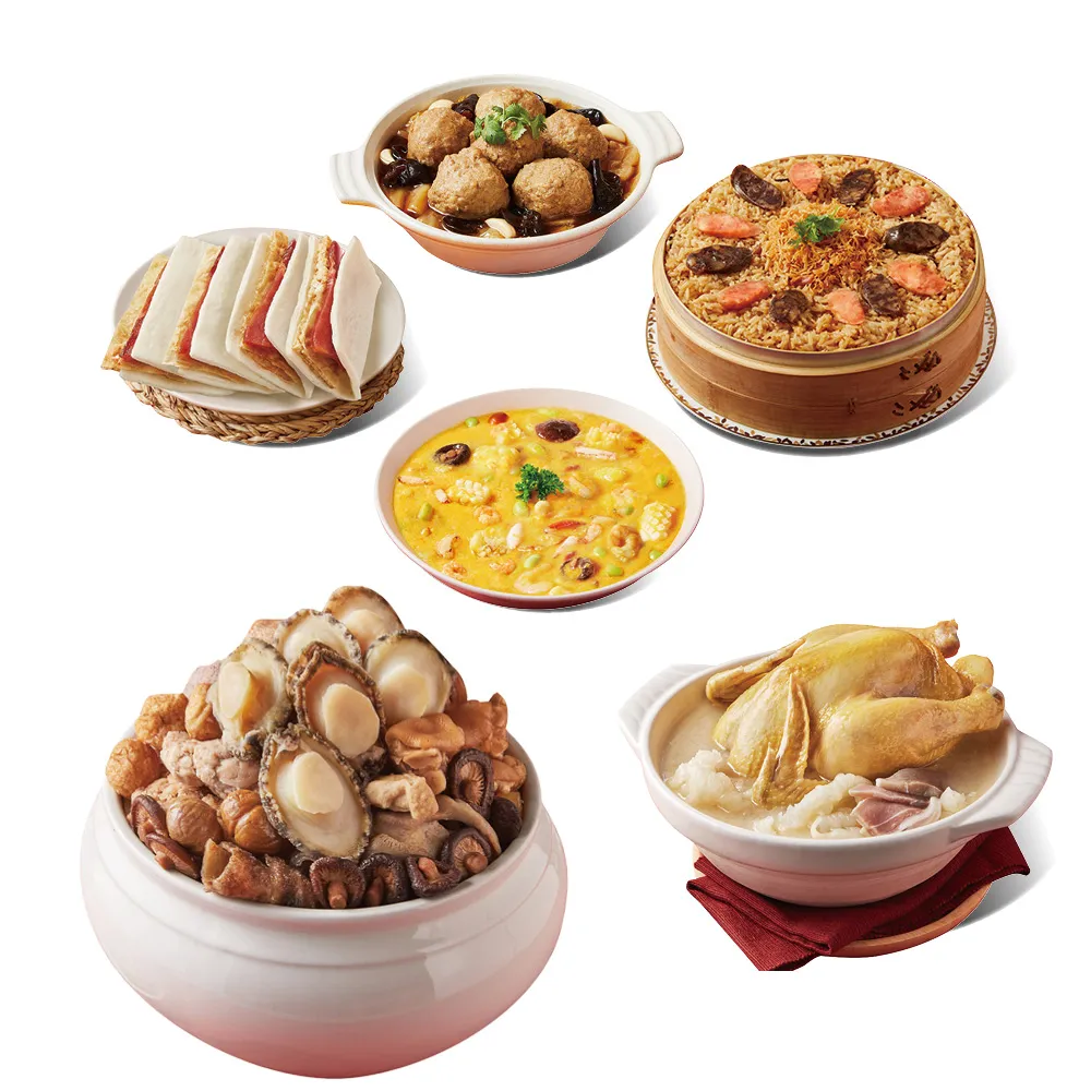 【晶華酒店】年菜6件組/鮑魚佛跳牆+火烔雞湯+干貝米糕+金沙海鮮煲+蜜汁火腿+紅燒獅子頭(年菜/賞星鮮嚴選)
