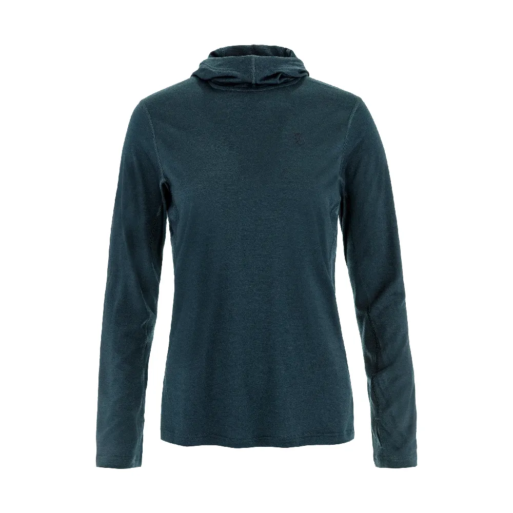 【Fjallraven】女 Abisko Wool 羊毛連帽排汗衣《暗深藍》F14600265/機能衣/排汗衫