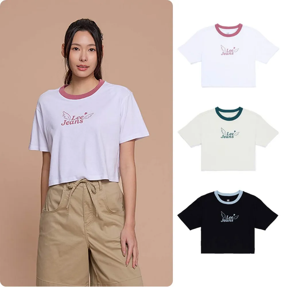 【Lee】女裝 短袖T恤 / 短版 Lee Jeans羽翼印花 共3色 季節性版型 / LB602058721 LB602058K11 LB602058K14