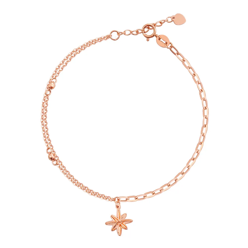 【Just Diamond】鎮金店 雪花星願 18K玫瑰金手鍊(網路限定)