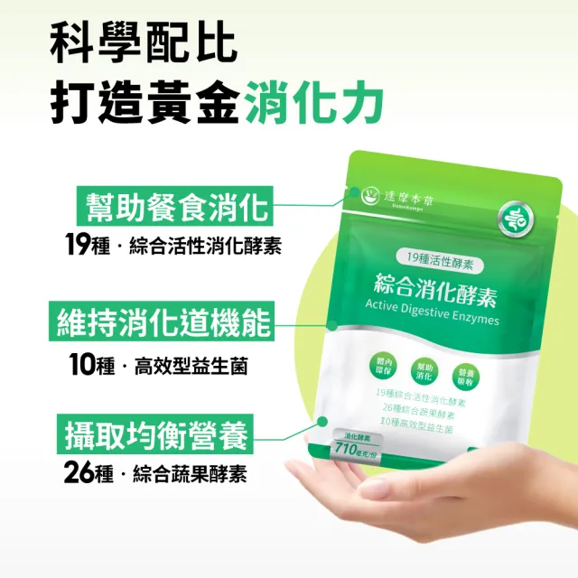 【達摩本草】綜合消化酵素植物膠囊6入組(30顆/包、啟動消化、輕鬆分解每一餐、維持消化道機能)