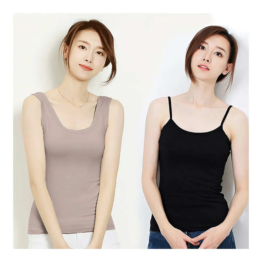 【Amore】買一送一莫代爾舒棉BRA純色背心/細肩(超值兩件組)