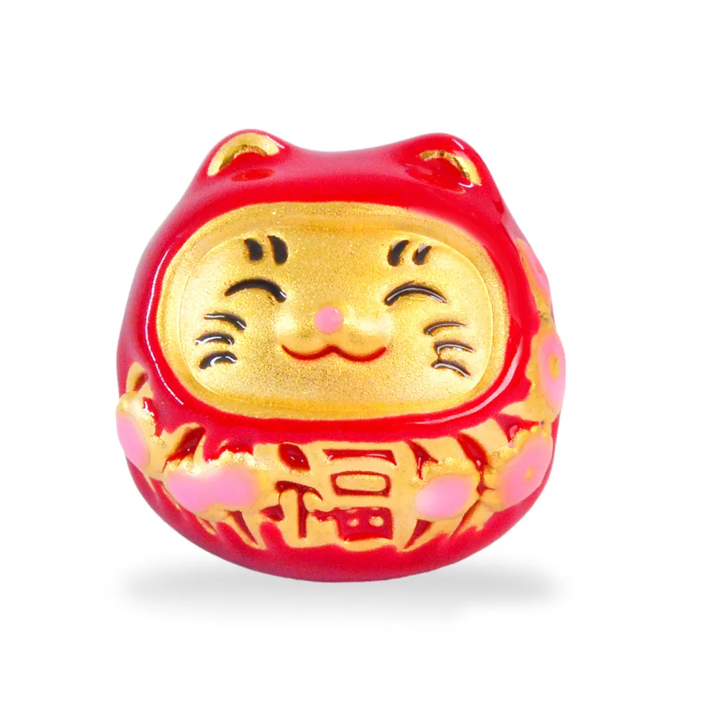 【福西珠寶】黃金串珠 紅色 招財貓串珠 路路通黃金 潘朵拉風格DIY搭配 (金重0.33錢正負0.03錢)