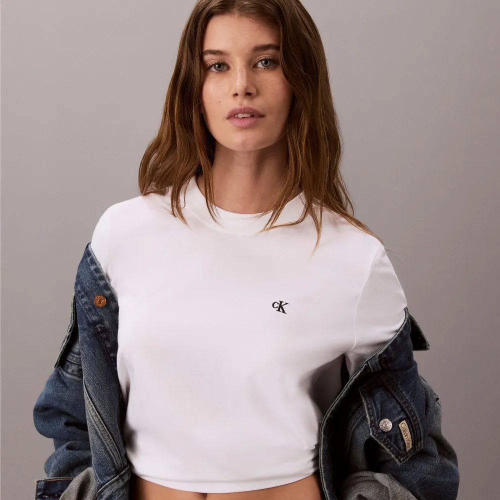 【CALVIN KLEIN】官方旗艦館CK Monogram Logo Long Sleeve Crewneck Tee 白色