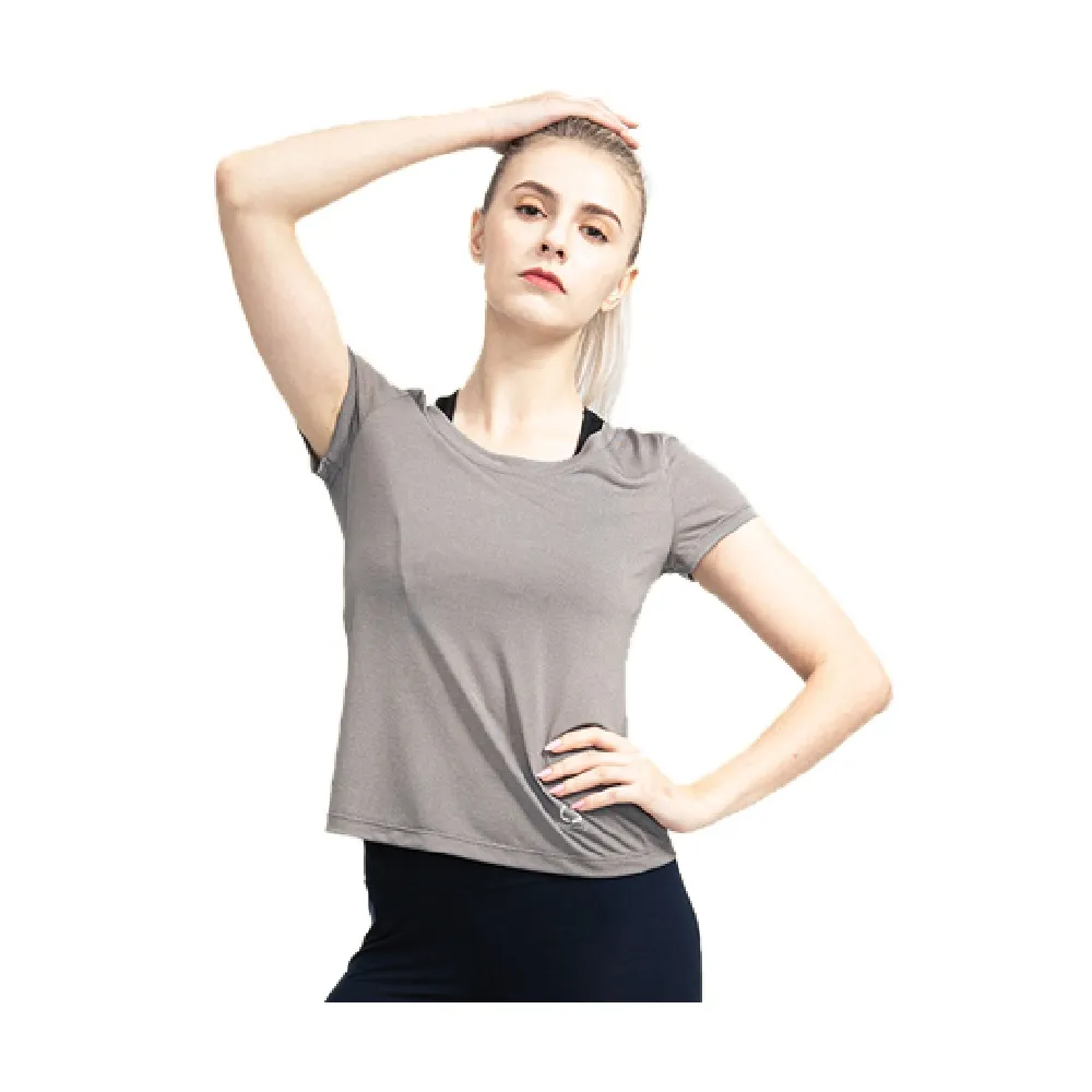 【海夫健康生活館】COOCHAD Cupro 爽涼纖維 圓領 T-Shirt 修身版型 女款灰(Cupro158-006)
