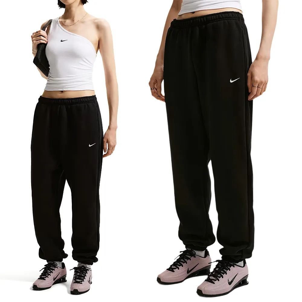 【NIKE 耐吉】As W Nk Stdo Flc Mw Hr Os Cff 長褲 女款 黑色 IM8075-001