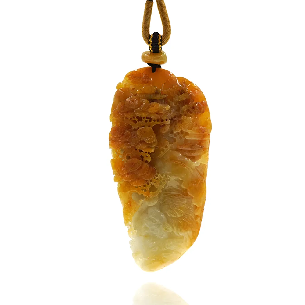 【喜緣玉品】虎 天然翡翠A貨 黃翡 富貴下山虎 玉珮-僅此一品(開運風水)(直)