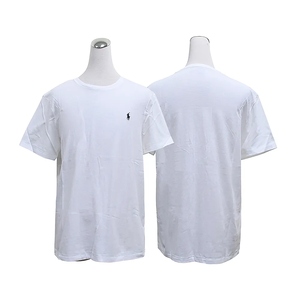 【RALPH LAUREN】POLO RALPH LAUREN左胸深藍刺繡小馬純棉短袖T恤(男款/白)