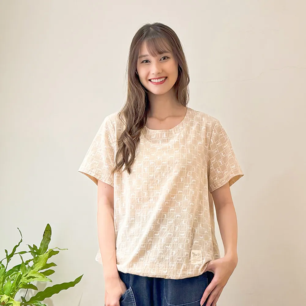【Hana Mokuba】花木馬日系女裝印花滿版下襬收口上衣(造型上衣)