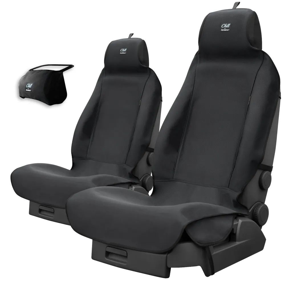 【Authentics】Chill 防水機能車椅套(前座3D 2入—台灣品牌汽車椅套 吸汗、防水、抗菌除臭、專利收納)