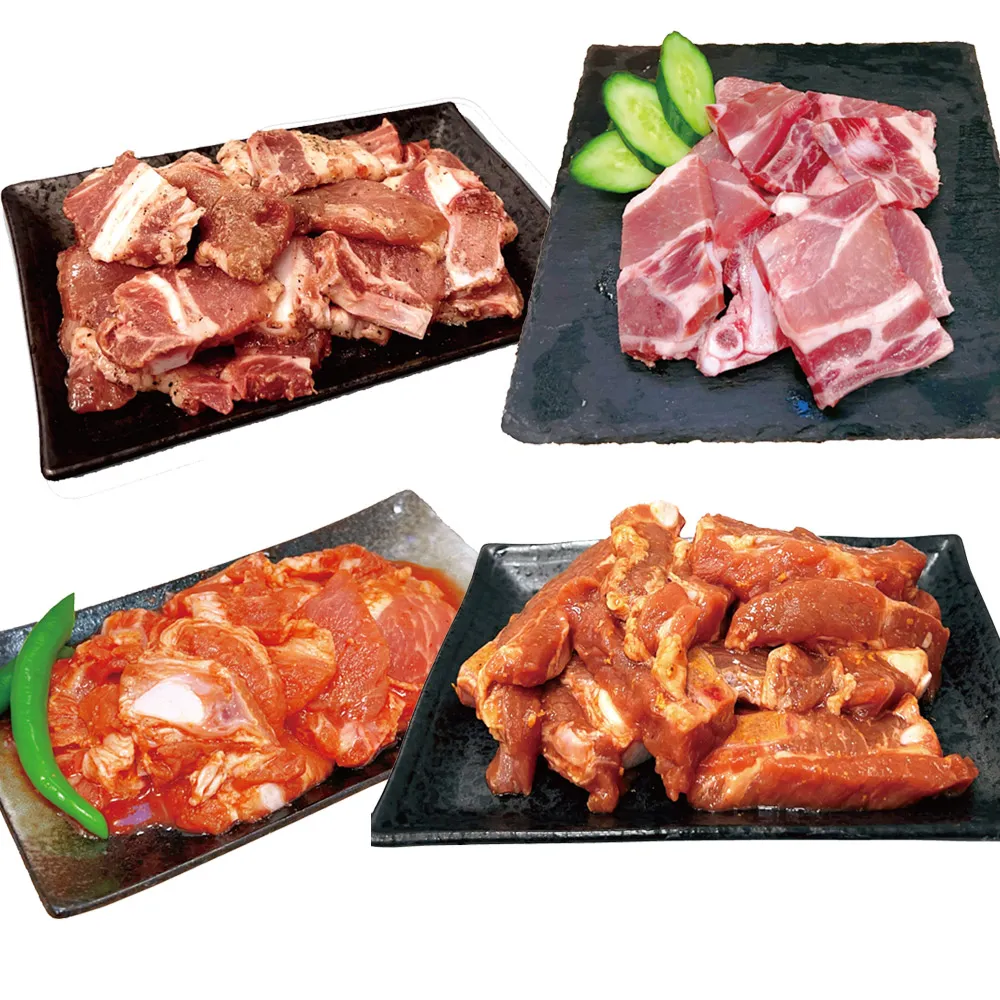【約克街肉舖】醃漬帶骨豬小排任選2.4kg_青花椒/韓式/椒鹽/原味(200g±10%/包_中秋/燒烤/露營/烤肉)