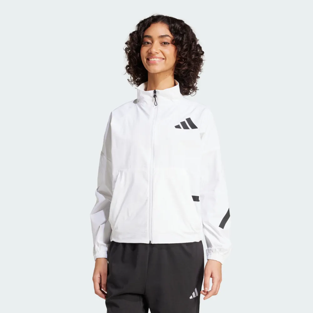 【adidas 愛迪達】愛迪達 W Z.n.e. Wv Tt 女 立領外套 運動外套 休閒穿搭 白 黑 亞版(JW1754)