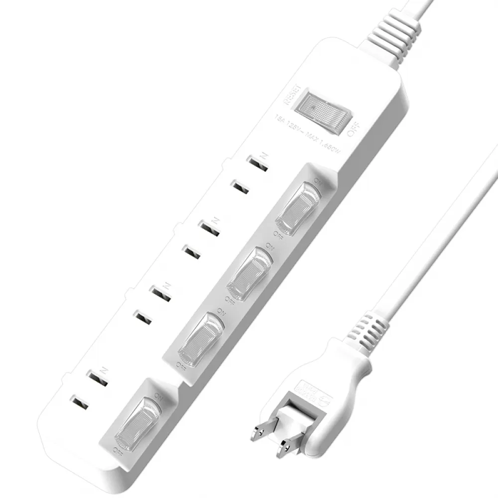 【iPlus+ 保護傘】5切4座防火抗雷擊180度插頭延長線2.7M-簡約純白系列(PU-2546-N.台灣製.斜面開關)
