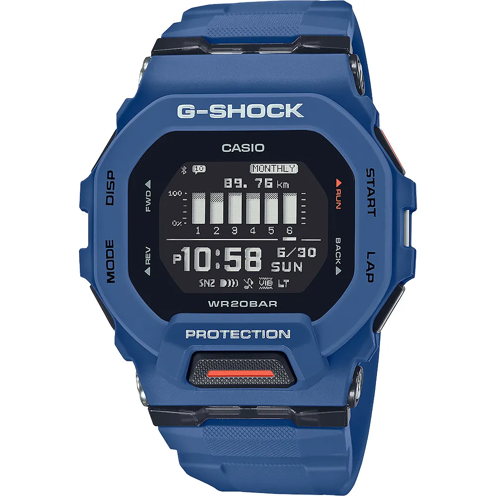 【CASIO 卡西歐】G-SHOCK 纖薄運動系藍芽計時手錶-海軍藍 開學禮 送禮 推薦(GBD-200-2)