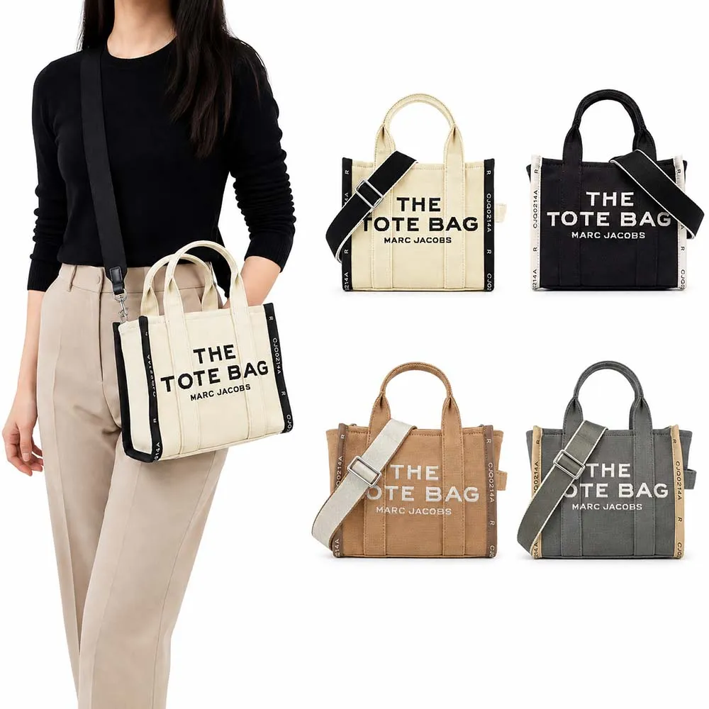 【MARC JACOBS 馬克賈伯】JACQUARD MINI TOTE字母刺繡滾邊帆布兩用托特包(迷你/多色選)