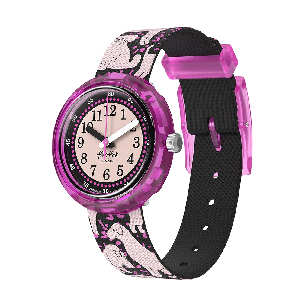 【Flik Flak】兒童手錶 WOOF WOOF TIME 兒童禮物/安全防水/瑞士製造 FPNP163(31.85mm)