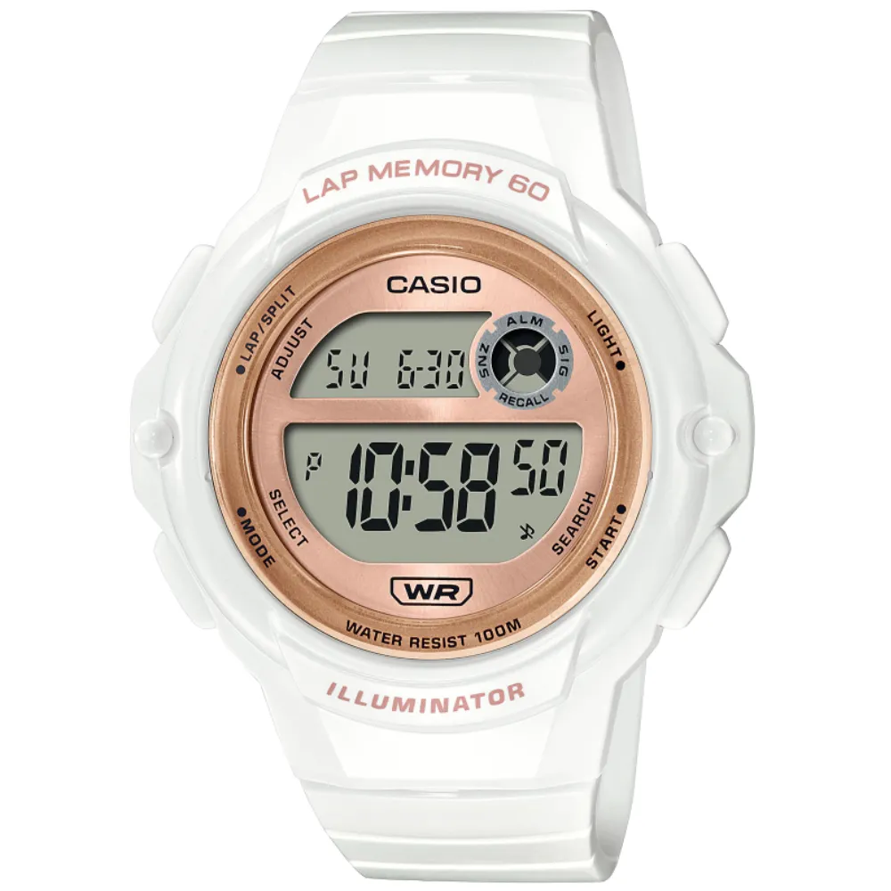 【CASIO 卡西歐】卡西歐多功能電子女錶-白X玫瑰金(LWS-1200H-7A2 台灣公司貨全配盒裝) 雙11