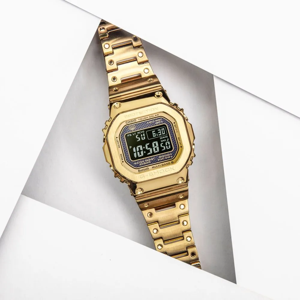 【CASIO 卡西歐】G-SHOCK 經典系列 全金屬 太陽能智慧 方形電子錶 金(GMW-B5000GD-9)