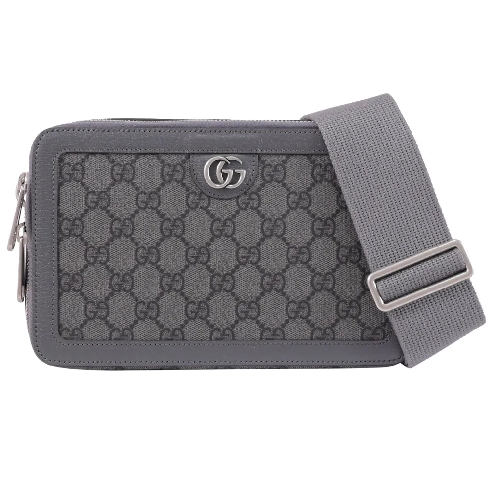 【GUCCI 古馳】Ophidia GG Supreme 經典雙G印花方包斜背包(深灰)