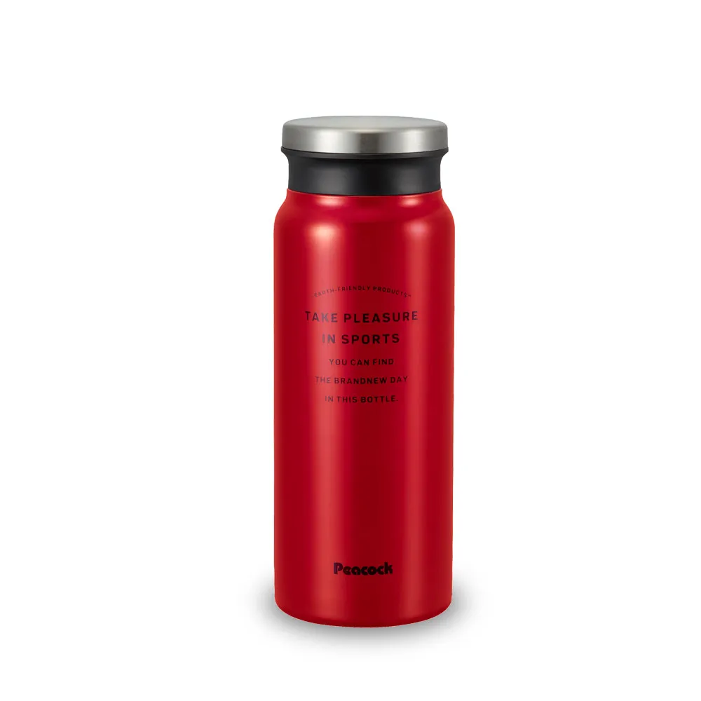 【日本孔雀Peacock】商務休閒不鏽鋼保冷保溫杯600ML-紅色(防燙杯口設計)(保溫瓶)