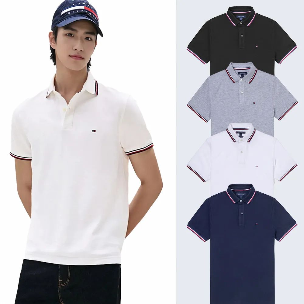 【TOMMY HILFIGER】TOMMY 經典刺繡Logo短袖POLO衫 上衣-多色選(平輸品/春夏舒適/百搭爆款)