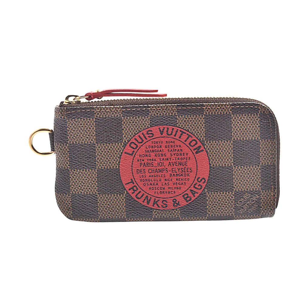 【Louis Vuitton 路易威登】N61742 經典Damier 帆布拉鍊鑰匙包(棕色)