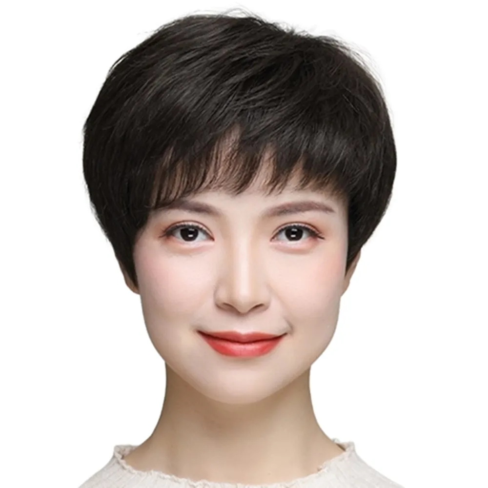 【米蘭精品】現貨+預購 女假髮整頂真髮透氣假髮片輕量假髮免打理隱形增髮整頂假髮(短髮微捲3色74cl20)