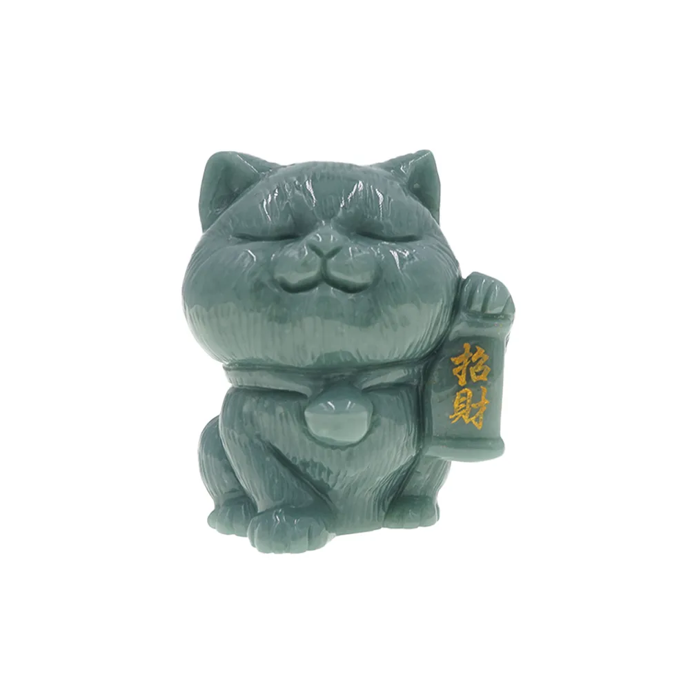 【喜緣玉品】招財貓 天然翡翠A貨 富貴迎福 風水擺設 擺件-僅此一品(開運風水)(直)