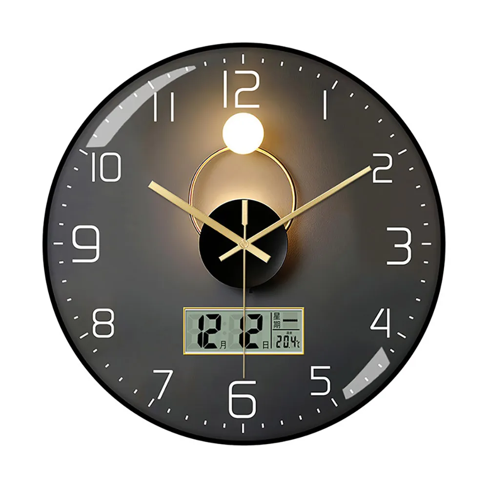 12吋 電波時鐘 時鐘 掛鐘 ( 自動對時 分秒不差 LCD 靜音萬年曆 溫度)