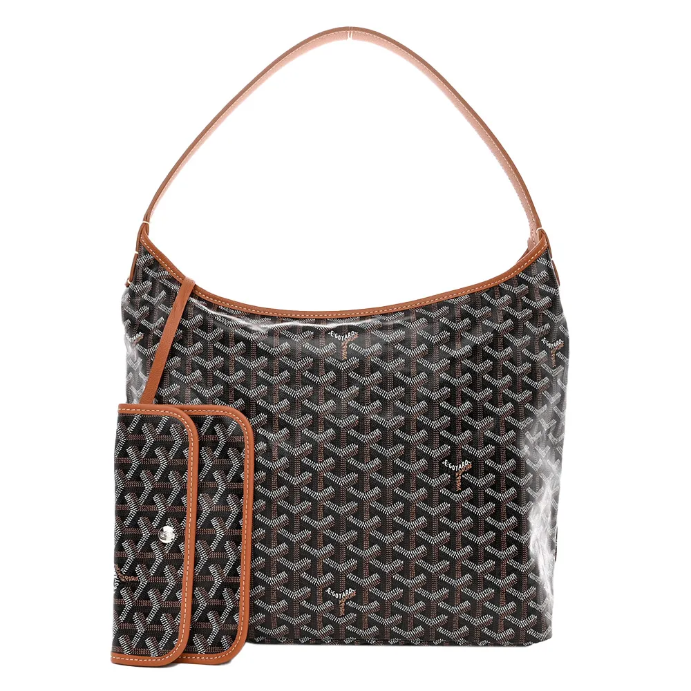 【GOYARD 高雅德】Boheme Hobo PM經典LOGO圖紋子母單肩包『entrupy安心購』(棕x黑)