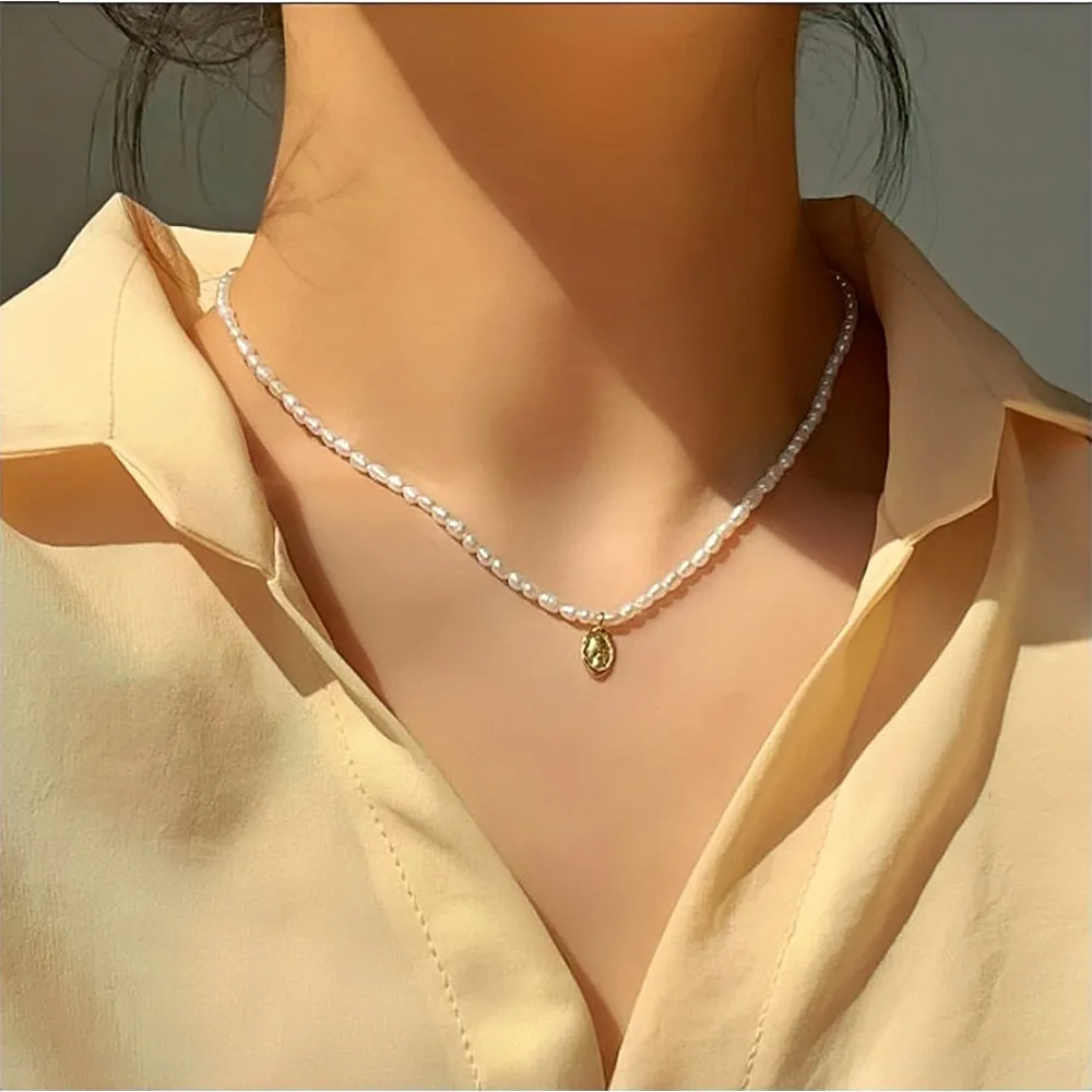 【KT DADA】項鍊 韓國飾品  項鍊女 珍珠項鍊 925純銀 吊墜 短鏈 銀飾 項鍊配件 女朋友禮物