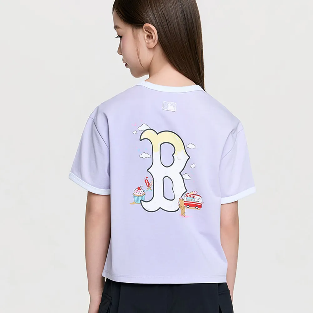 【MLB】童裝 背後大Logo短袖T恤 LIKE系列 波士頓紅襪隊 (7FTSL0463-43LDS)