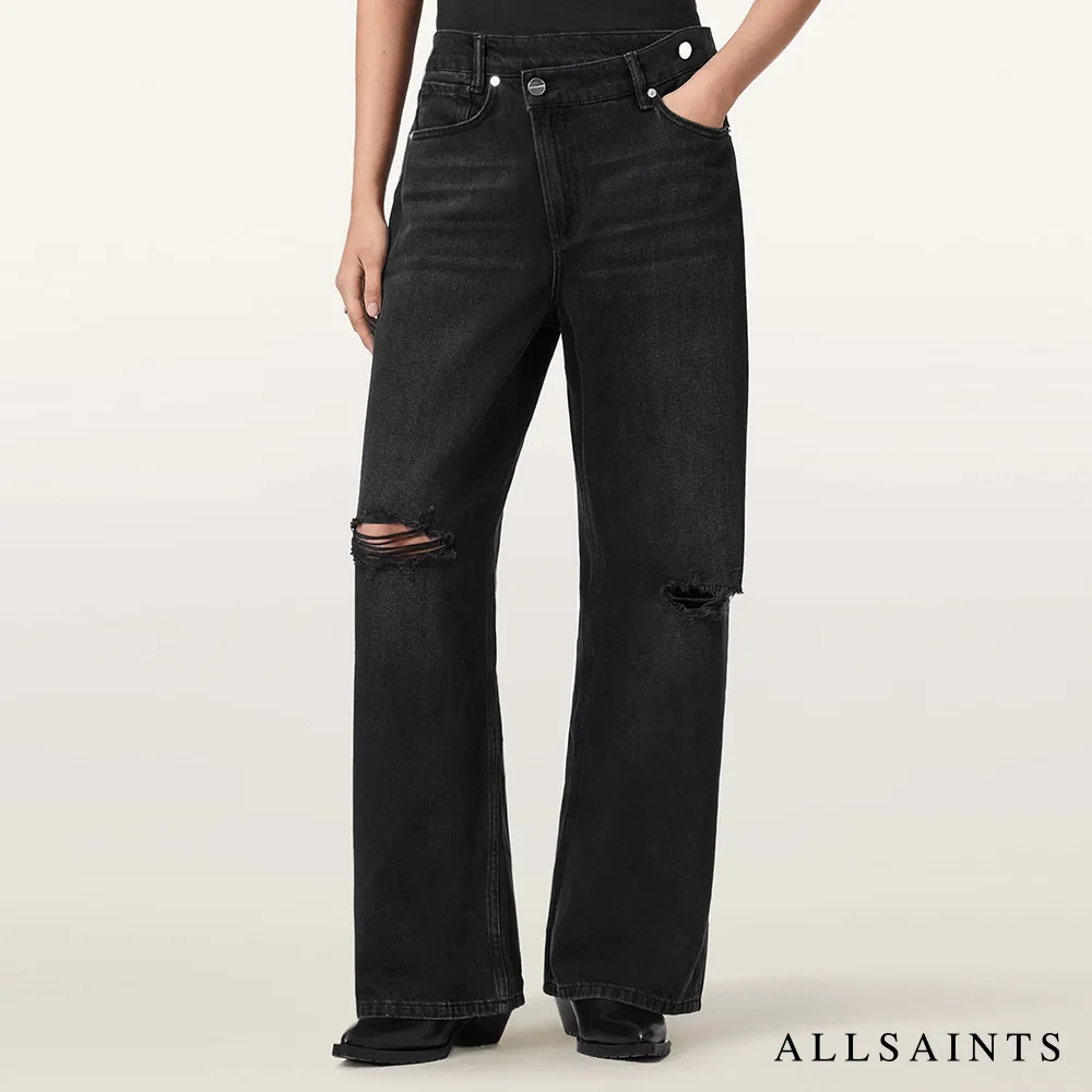 【ALLSAINTS】AKI 中腰不對稱寬褲牛仔褲 W034EE(寬褲版型)