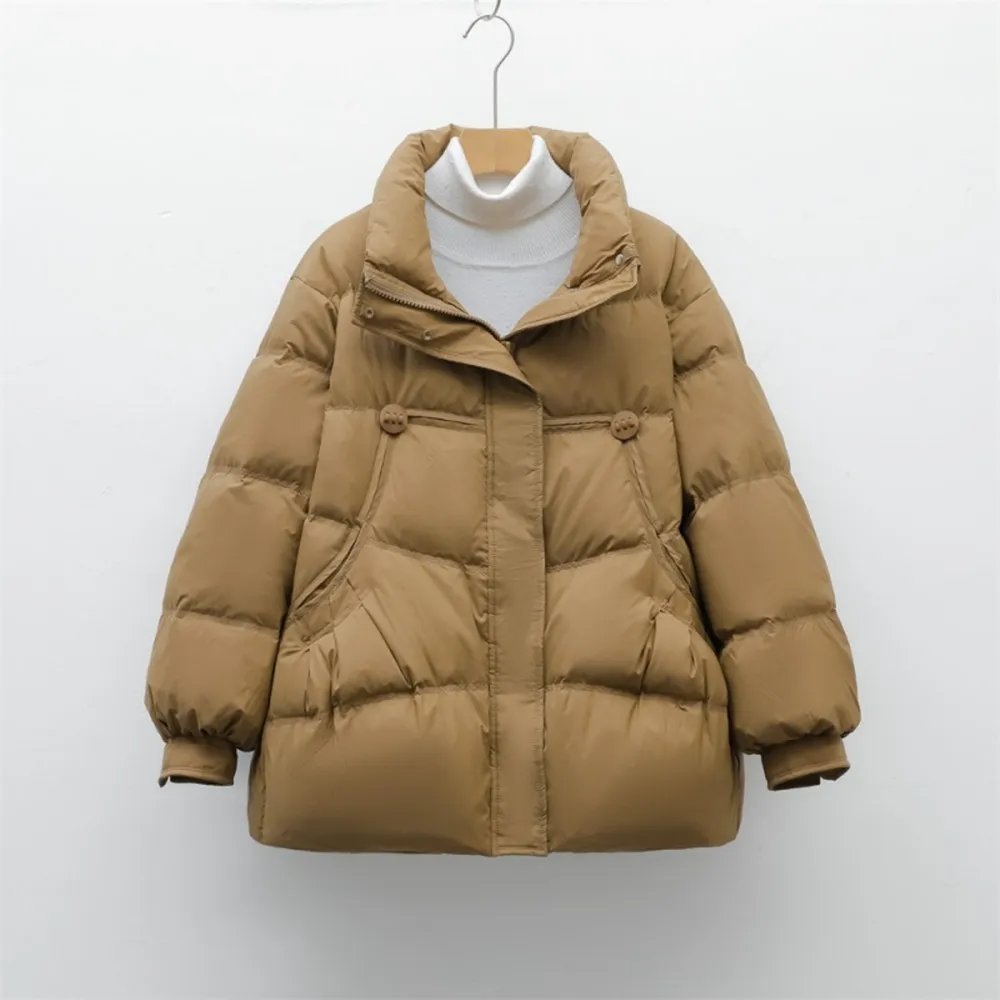 【巴黎精品】頂級真羽絨外套90%鴨絨羽絨衣秋冬(簡約純色女外套4色n1lw78)