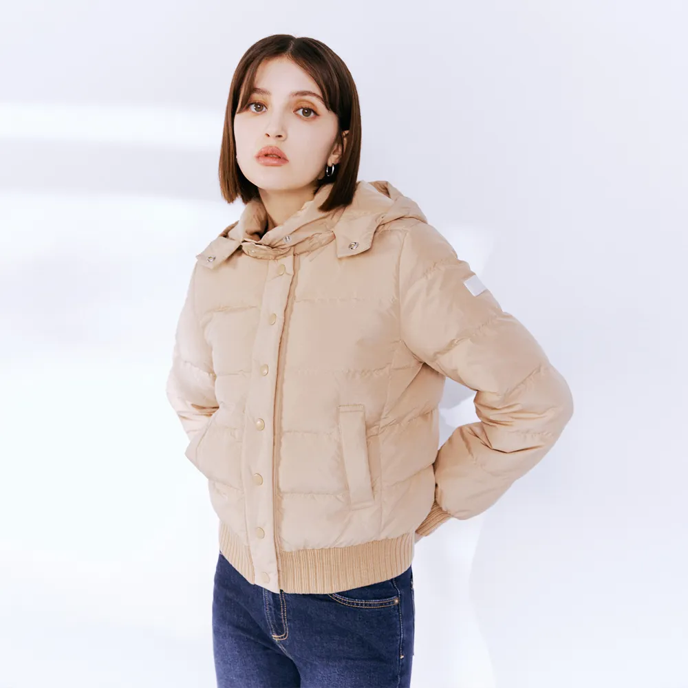 【BRAPPERS】女款 短版單排釦羽絨外套(卡其)