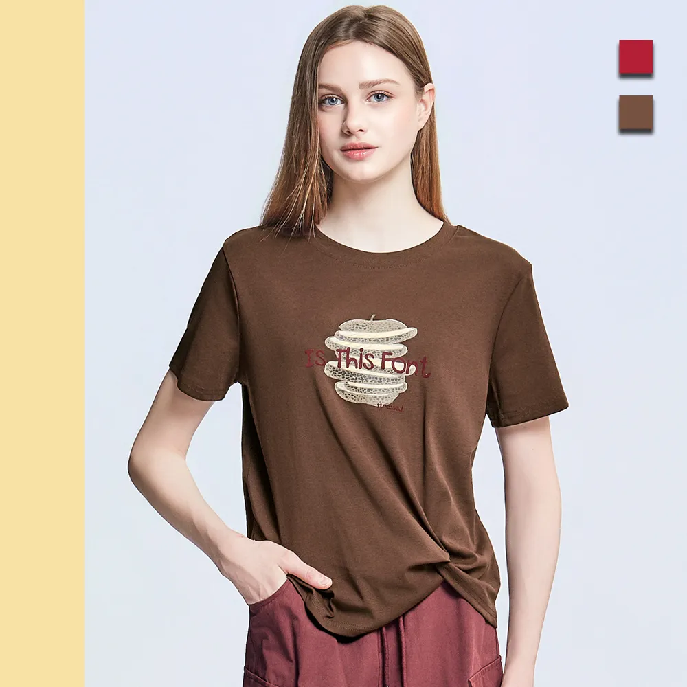 【Just Wear 佳葳】休閒印圖抓皺棉T 2色(女上衣/女上著/短袖/文字/百搭/棉質)