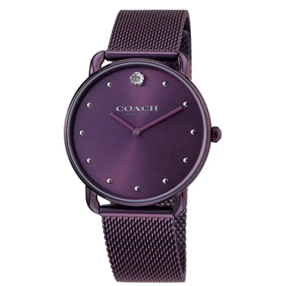 【COACH】官方授權C2 經典米蘭帶時尚腕錶 優雅輕奢時尚 紫色女錶-36mm-贈高級9入首飾盒(CO14504211)